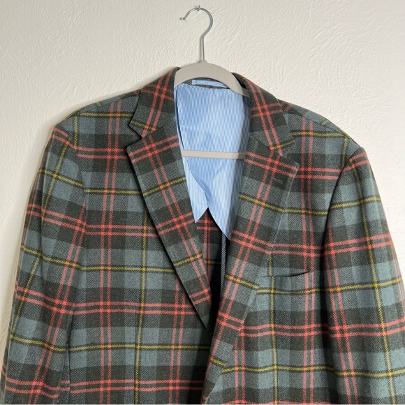 Vintage Crittenden Ivy League Plaid 100% Wool Blazer Jacket Size 44L - Picture 12 of 13